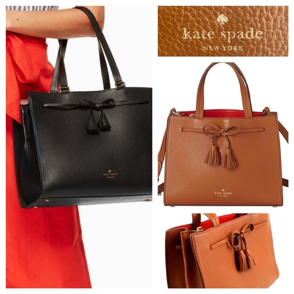 kate spade Handbags - KATE SPADE ♠️ | Pebbled Leather Hayes Street Bag | Cognac With Red Interior